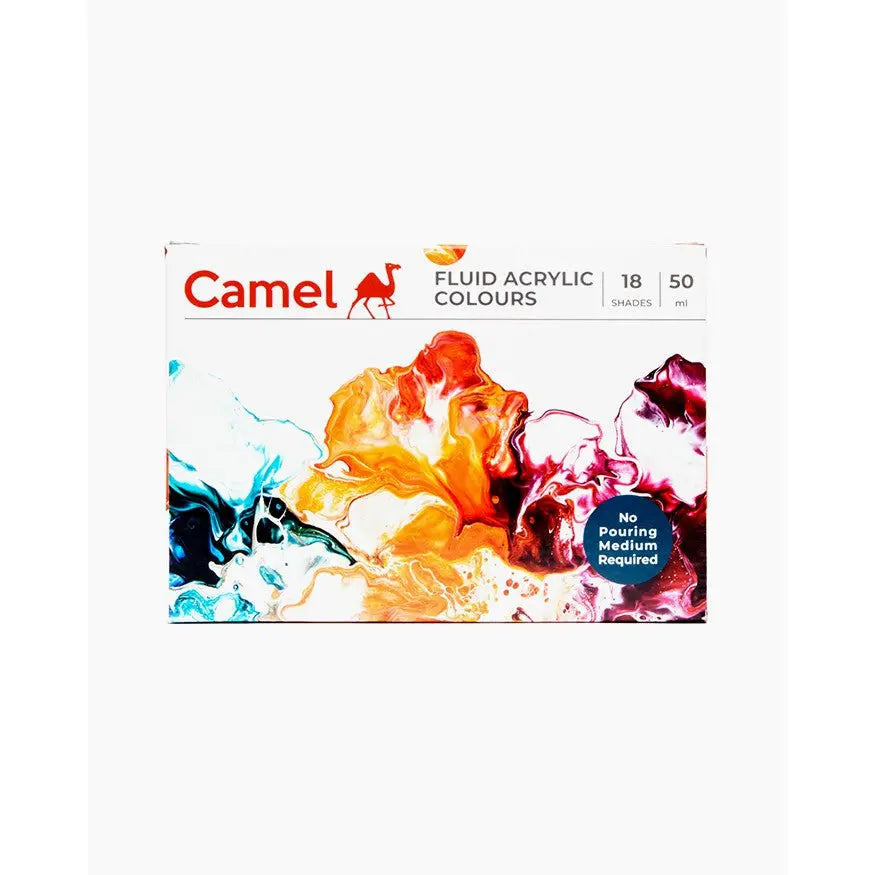 Camel Fluid Acrylic Colours Set of 18 Bottles Camel